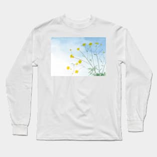 Simple Flowers Watercolor Painting. Watercolor Spring Flowers Painting Long Sleeve T-Shirt